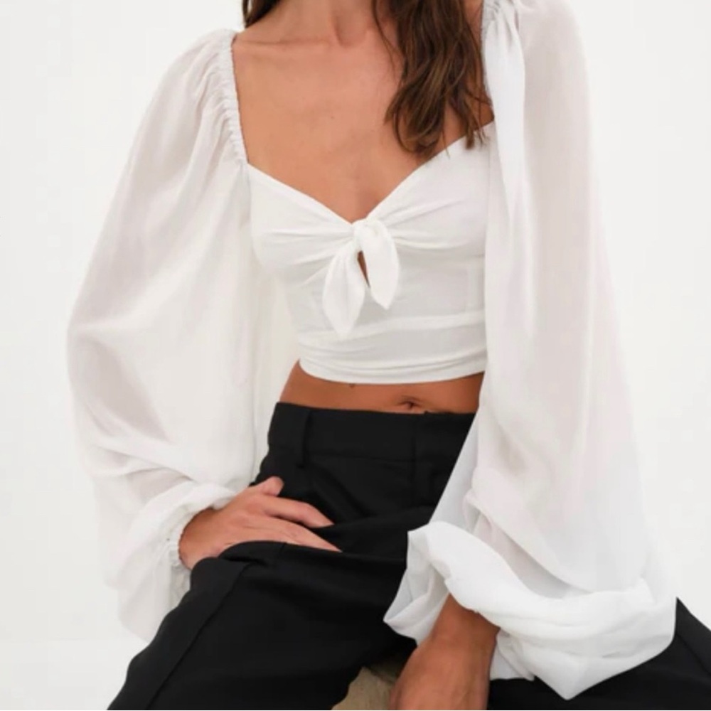 for love and lemons crop angel chiffon sheer blouse